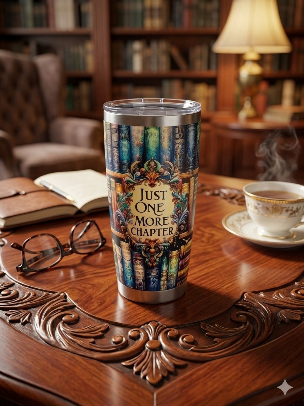 Just One More Chapter Travel Tumbler - Colorful Book Spine Design NEVER USED